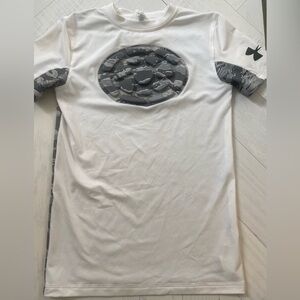 Under Armour Baseball Catcher White and Gray Shirt with Chest Plate